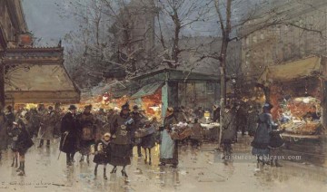 Sur un grand boulevard au crépuscule Parisien Eugene Galien Laloue Peinture à l'huile